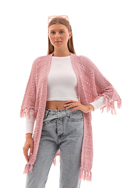 ŞİMAL Women's Bat Sleeve Tassel Knitwear Knitted Cardigan 255203 -