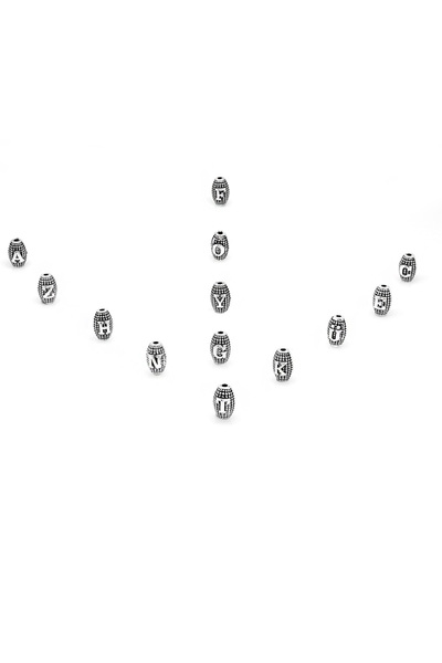 Tesbihane Kişiye Özel Arpa Kesim Kararmaz Metal Harf Tanesi