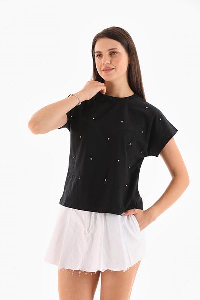 ŞİMAL Tricou de damă cu detaliu de piatră în față 250062   -