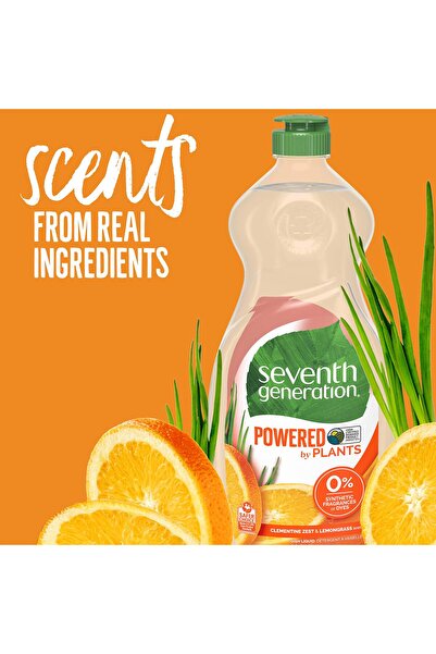 Seventh Generation Dish Liquid Soap, Clementine Zest & Lemongrass Scent, 25 Fl. Oz (Pack of 1) (Packaging May Vary)