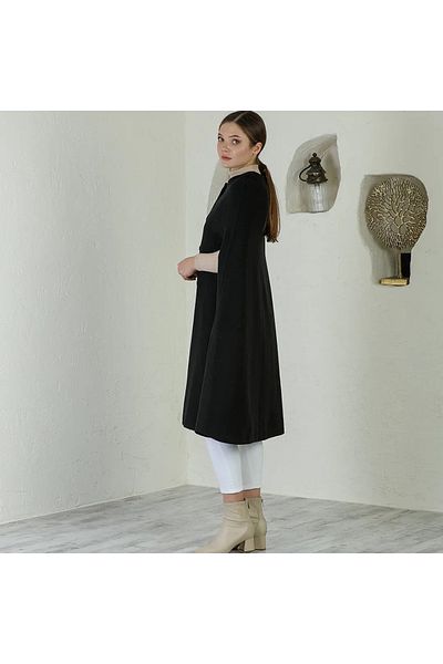 ensade Button Detail Sleeveless Stamped Poncho