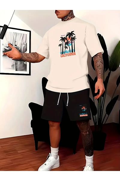 PENTHİLUS Set de trening casual cu imprimeu de nucă de cocos