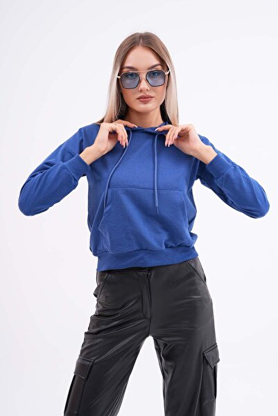 ŞİMAL Жіночий короткий світшот - з кишенями-кенгуру та капюшоном, двоколірний 245123