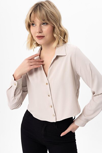 ŞİMAL Kadın Düğmeli Kısa Salaş Gömlek 255230 -