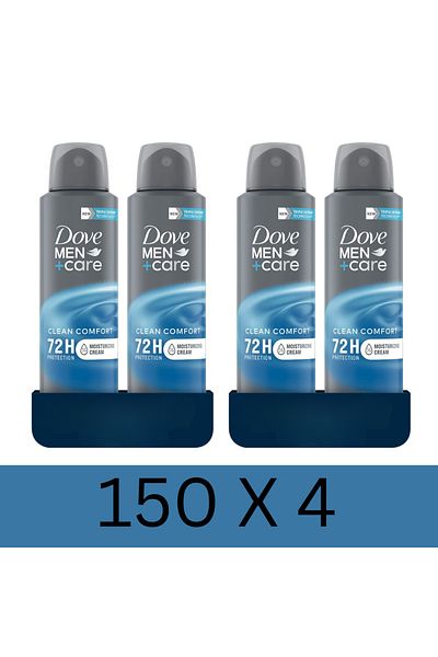 Dove Men +Care Antiperspirant Deodorant Spray, Clean Comfort, Vitamin E, Moisturizer, 150ml x4