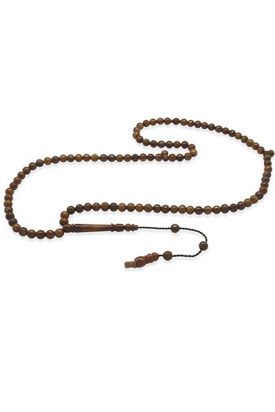 Tesbihane Systemic Globe Cut Brown 99 Pieces Kuka Rosary