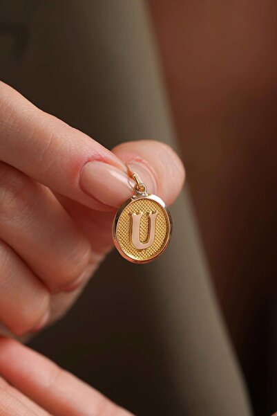 Bayar Gold 14 Ayar Altın U Harf Oval Kolye Ucu