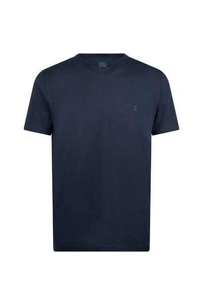 Hatemoğlu Βαμβακερό μπλουζάκι Navy Blue Regular Fit Crew Neck