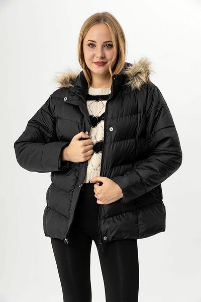 ŞİMAL Women's Hooded Puffer Jacket with Feather
