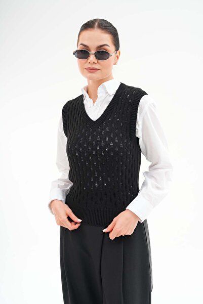 ŞİMAL Kadın Baklava Desenli Triko Örme Süveter 245158 -