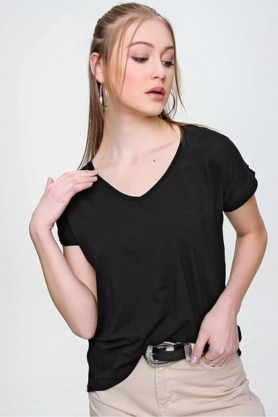 ŞİMAL Tricou casual de damă cu decolteu în V 250016   -