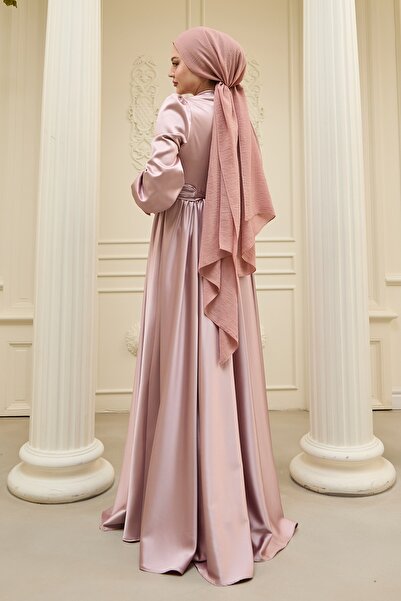 InStyle Σατέν φόρεμα με πλισέ πούδρα με σταυρωτό σχέδιο