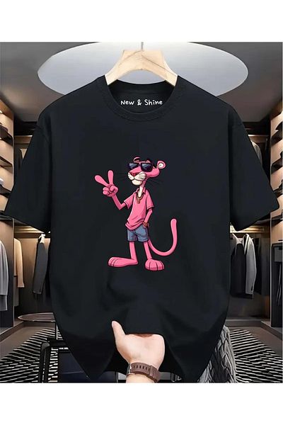 New Shine 1 tricou este un cadou pentru achiziții de 6 și mai sus în coș - tricou oversize cu imprimeu Pink Panther
