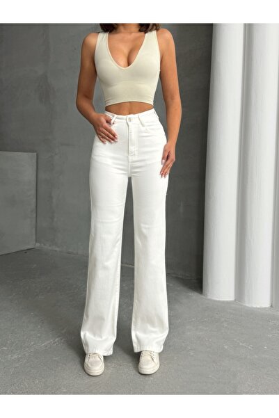 ADA MODA Blugi evazati elastici simpli