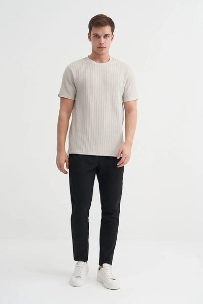 Cazador Μπλουζάκι Jazz 4051 Crew Neck Regular Fit Πλεκτό με λεπτές ρίγες