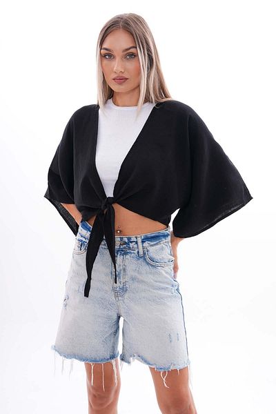 ŞİMAL Bolero de muselină cu cravată în față pentru femei 250000   -