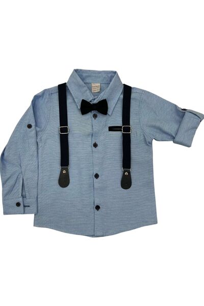 Baby Erkek Çocuk Oxford Gömlek Pantolon Papyonlu Slopet Askılı 4 Lü Set Takım