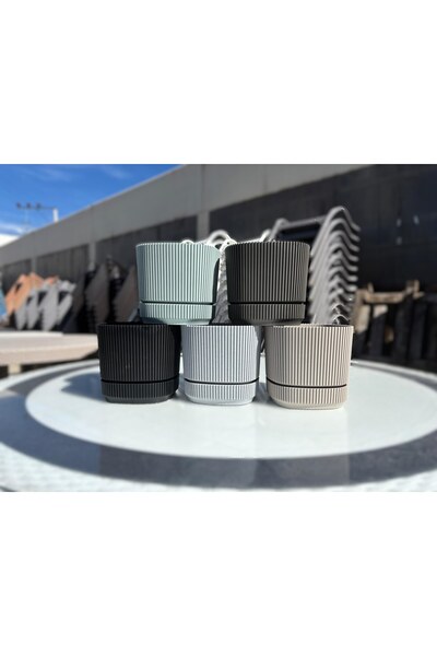 KARASU Pera NO 3 Çok Renkli Kare 5 Adet Saksı Seti ( 5 Adet)