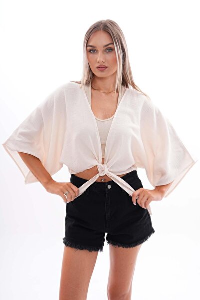 ŞİMAL Γυναικείο μπολερό μουσελίνας με δέσιμο μπροστά 250000 -