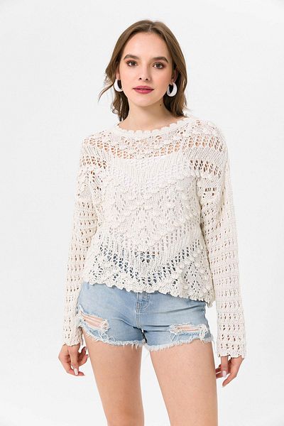 ŞİMAL Women's Lace Detailed Openwork Knitwear Sweater 250389   -