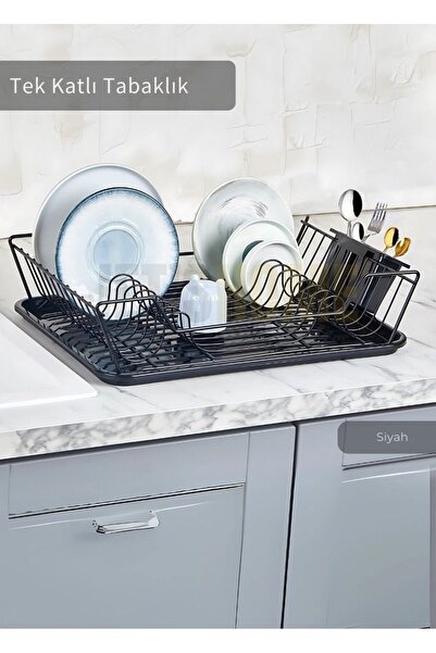 Jet's Home Tek Katlı Bulaşıklık Tezgah Üstü Tabaklık BPA FREE Bulaşık Sepeti ...