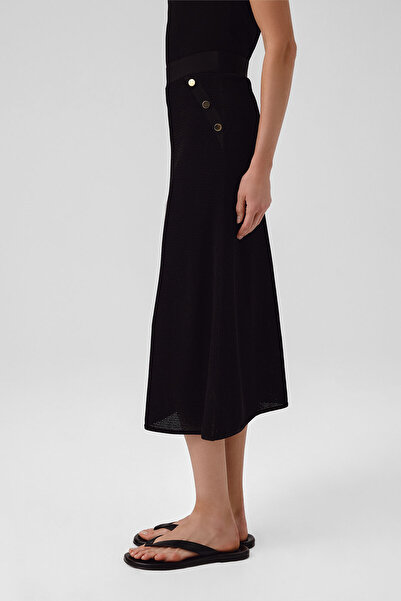 Triko Mısırlı Siyah Fileli Midi Boy Etek