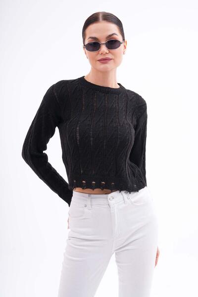 ŞİMAL Πλεκτά Γυναικεία Πουλόβερ - Κάτω Σχισμένη Λεπτομέρεια, Μοντέλο 245144