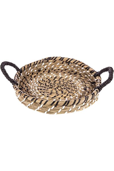 AKDC سلة من الخيزران بمقبض طول 34 سم × 34 سم × 6 سم متعددة