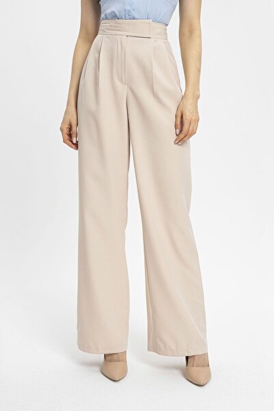 ŞİMAL Women's Velcro Detailed Wide Leg Fabric Trousers 255255 -