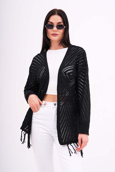 ŞİMAL Women's Tassel Detailed Open Front Shrug Cardigan 250392 -