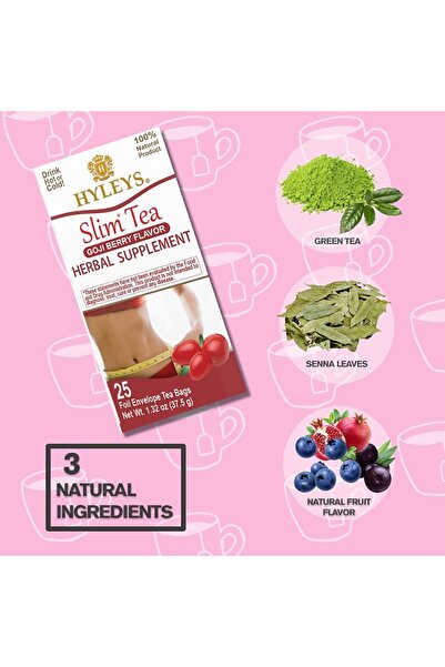 HYLEYS Slim Tea Goji Berry - Weight Loss Herbal Detox - 25 Tea Bags (1 Pack)