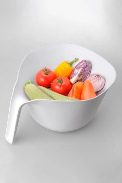 ECB Home 2 Piece Strainer Set with Handles Multipurpose Pasta Fruit Vegetable Rice Washing Strainer Beige White
