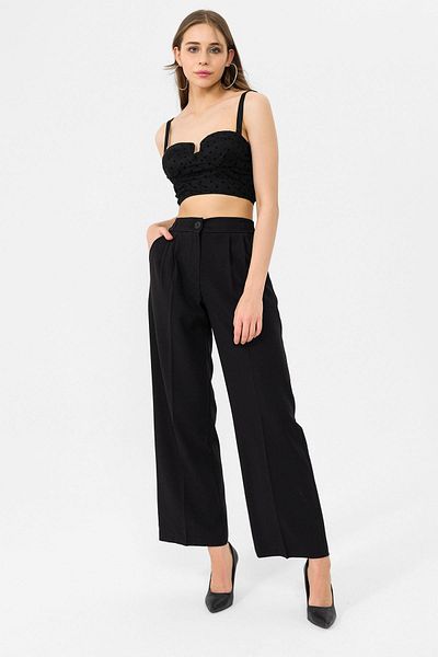 ŞİMAL Women's Elastic Waist Wide Leg Fabric Trousers 250198   -