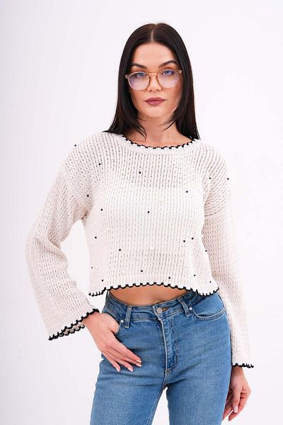 ŞİMAL Women's Pearl Embroidered Knitwear Knitted Sweater 250387   -