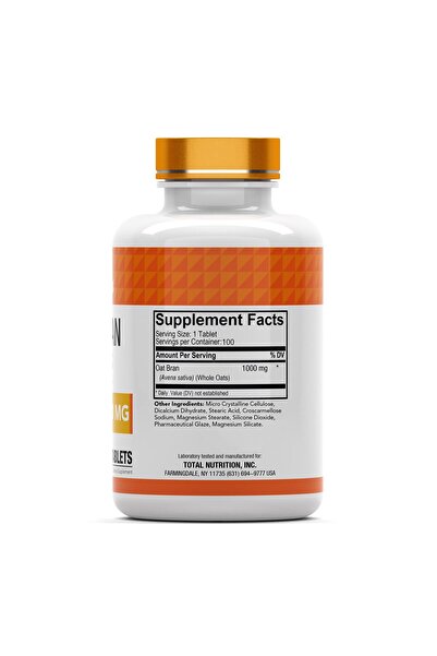 tnvitamins Oat Bran Tablets | 100 x 1,000 MG | Soluble Fiber | Digestive Health Support