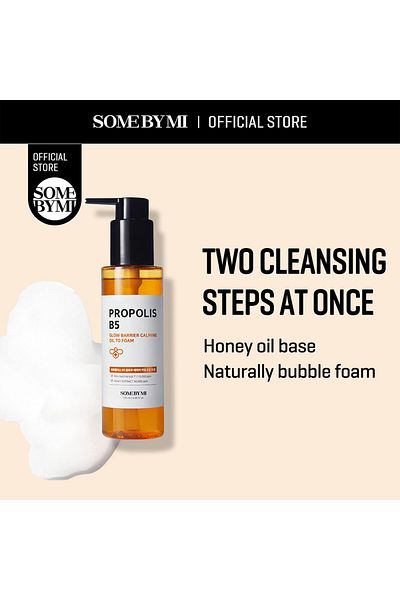 Some By Mi Propolis B5 Glow Barrier Oil to Foam - 4.05Oz, 120ml - Panthenol Face Wash for Sensitive Skin