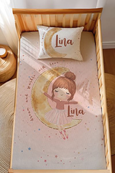 Homamia 100% Cotton Pique Set, Montessori Jacquard and Girl on the Moon