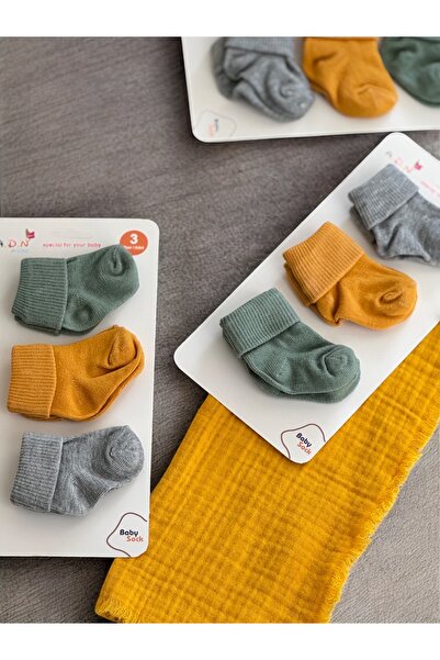BETSY STUDIO Set of 3 100% Cotton Baby Socks