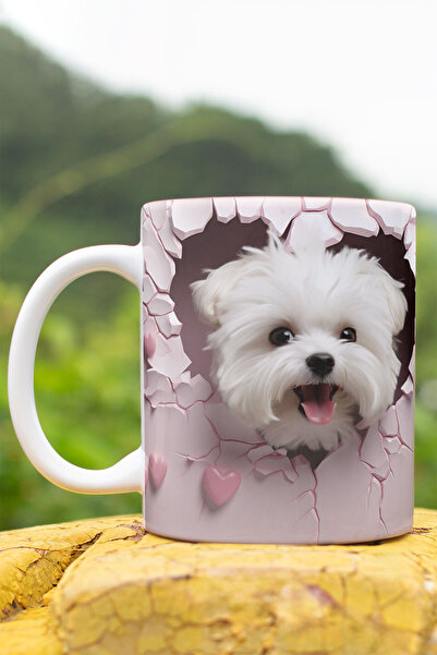 qoeuyl boutique 3D Looking Cute Dog Gift No:9 3D Design Printed Mug Cup Mug