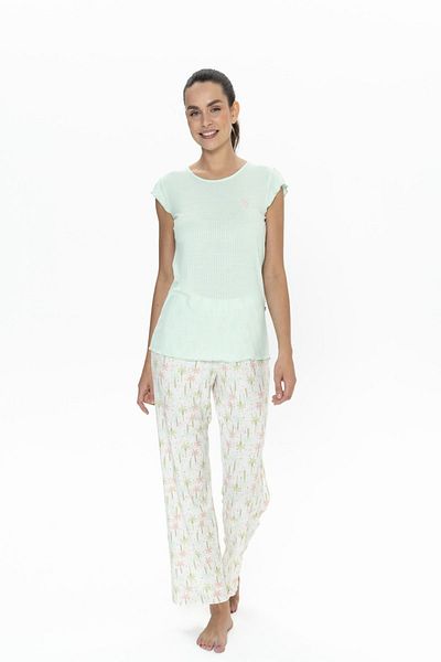 U.S. Polo Assn. Costum de pijama pentru femei cu gât rotund, licențiat New Season