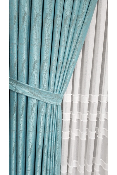 Yuka Textured Satin Marble Pattern Curtain Luxury Heavy Weight Single Vane