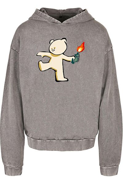 Merchcode Brandalised - Molotov Teddy Acid Washed Oversize Hoody