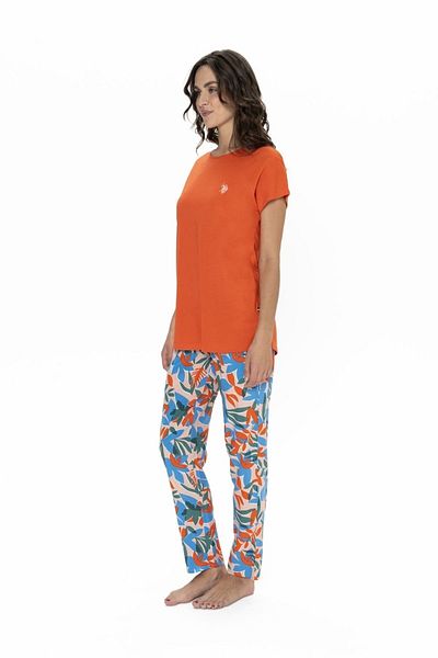 U.S. Polo Assn. Costum de pijama pentru femei cu gât rotund, licențiat New Season