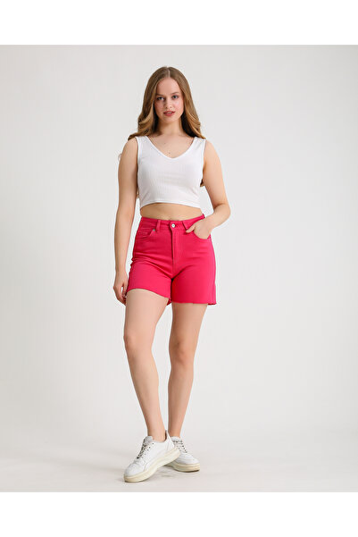 By Caspita Fashion Γυναικείο ψηλόμεσο φούξια σορτς