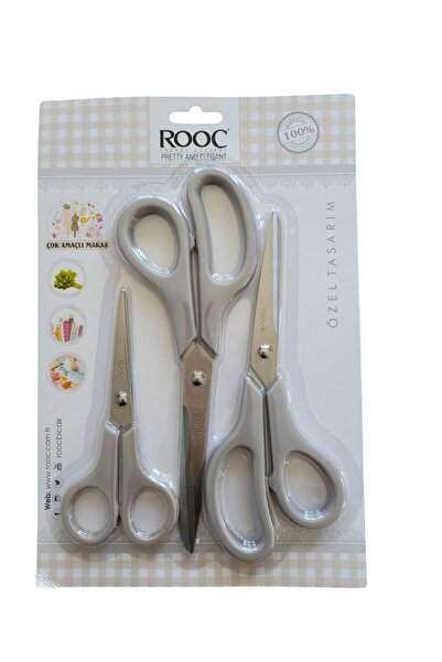 Rooc 3'lü Makas Seti Çok Amaçlı Makas Seti Yeşil Saplı