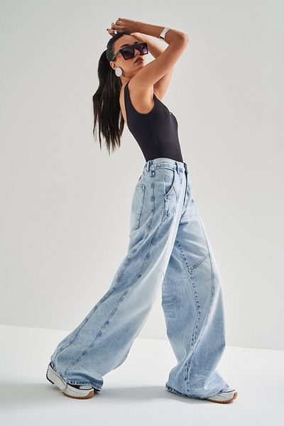its basic Blugi de damă Culoare 4S5-3 Mega Baggy Fit Super Baggy 100% bumbac Blugi denim relaxați