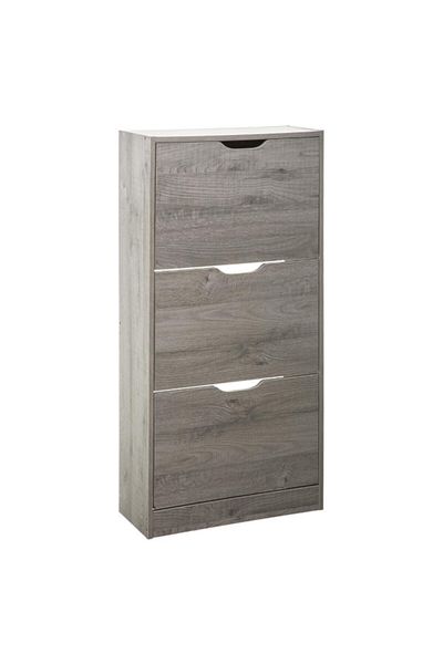 Five Simply Smart 3-Drawer Modern Design Rectangular Shoe Rack Grey