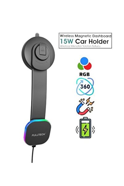 Enshall 15W Magsafe Şarj Özellikli 360° Derece Dönebilen RGB  Led Işıklı Mıkn...