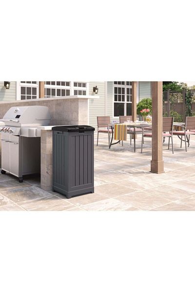 Suncast Hideaway Resin Trash Can with Lid 39 Gal