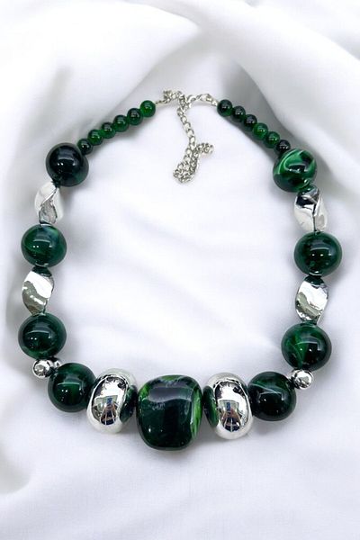 PETEK AKSESUAR Acrylic Metalized Style Necklace